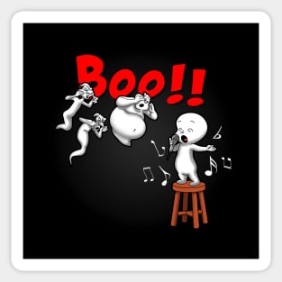 Funny Cute Boo Ghost Singing Booed Karaoke Night Cartoon Sticker